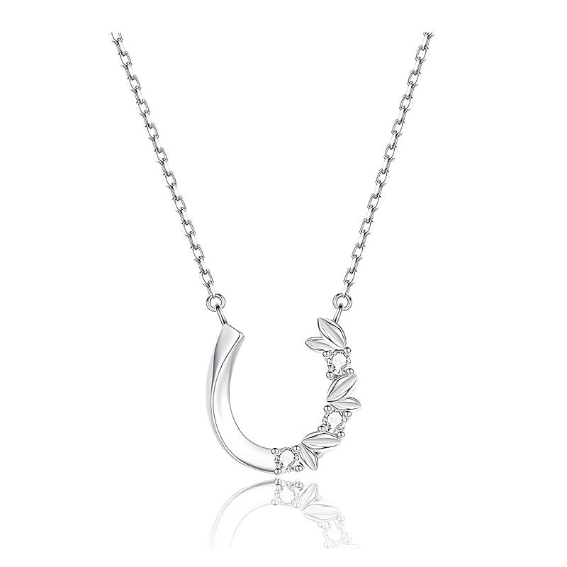 [Cute jewelry　Mei Leaf] 馬蹄 ネックレス ホースシュー レディース シルバー925 キュービックジルコニア アジャスター付き (a' ネックレス ギフト用)