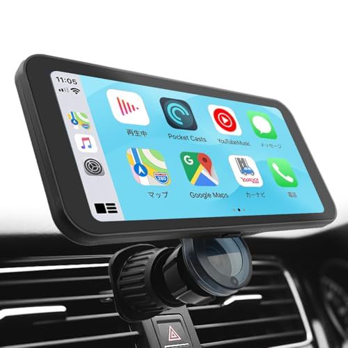 【超軽量+取付簡単】ニコマク NikoMaku ポータブル ディスプレイオーディオ Carplay スマートディスプレイ カーナビ SD-1M エアコン吹き出し口ホルダー付 Android Auto対応 高速接続 車載モニター タッチスクリー be481657