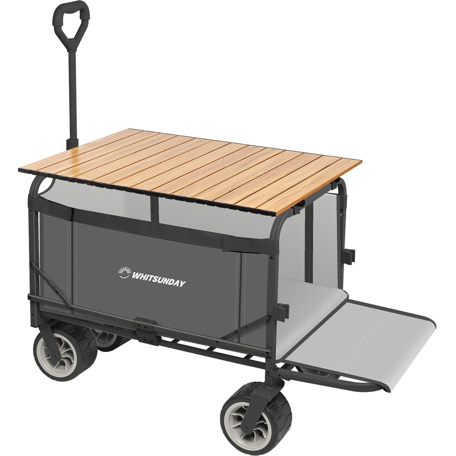 特価商品　特大容量300L 耐荷重200kg 長物対応 キャリー ワンタッチ収束型 アウトドアワゴン 自立収納 キャリーワゴン キャリーカート キャンプカート (灰)