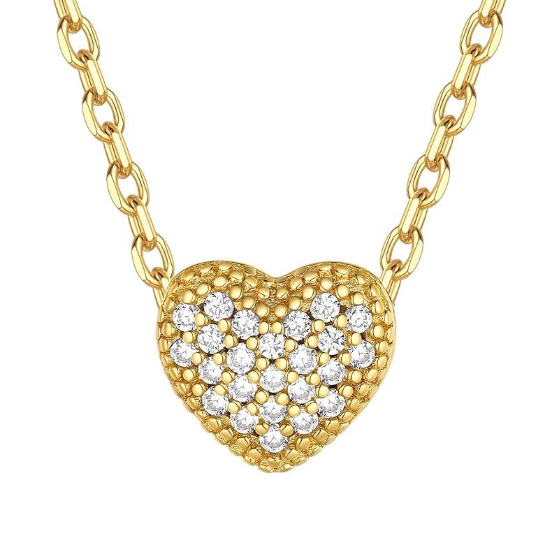 [ChicSilver] ハート ネックレス レディース ゴールド k18金 ジルコニア 金属アレルギー対応 かわいい 人気 プレゼント 女性 誕生日