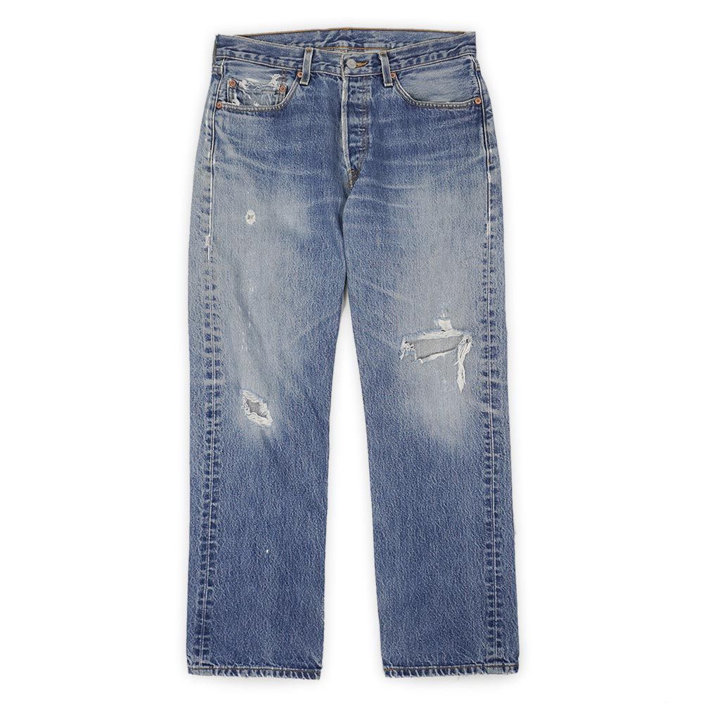 リーバイス Levi's 00s 2000年代 501 デニムパンツ ジーンズ ヒゲ ダメージ ボロ 襤褸 定番 505 USA ヴィンテージ アメリカ 古着 メンズ ズボン パンツ インディゴブルー W32 L30【中古】