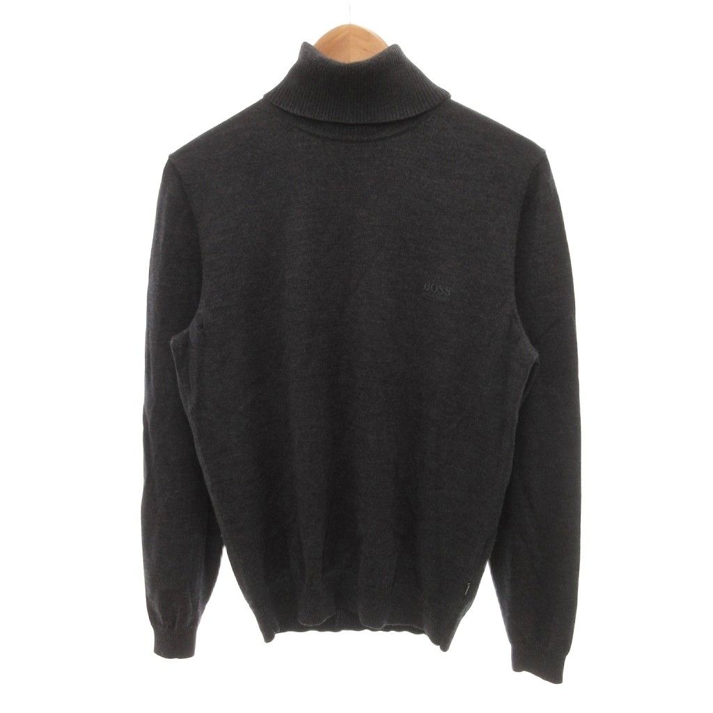 ヒューゴボス HUGO BOSS 美品 エクストラファインメリノ ニット セーター ウール M 黒 ブラック タートルネック 長袖 /SJ