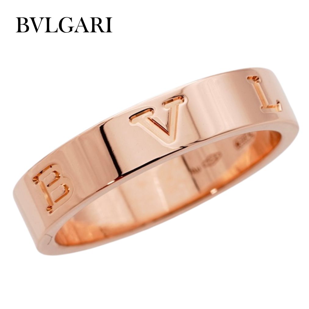 ブルガリ BVLGARI ビーゼロワン B.ZERO1 エッセンシャル リング 指輪 K18 18金 750 ピンクゴールド ローズゴールド 49号 日本サイズ 8号 ロゴ 刻印 ジュエリー メンズ レディース ユニセックス ギャランティカード 保証書 箱付き