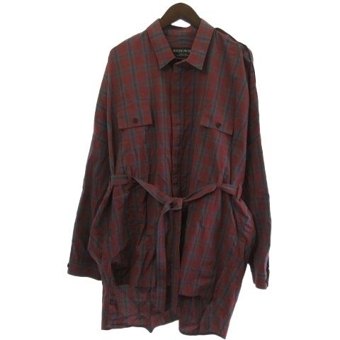 エッセイ ESSAY ES16SH-02 DRAPE SHIRT コットン オーバー シャツ チェック オレンジ グレー 3
