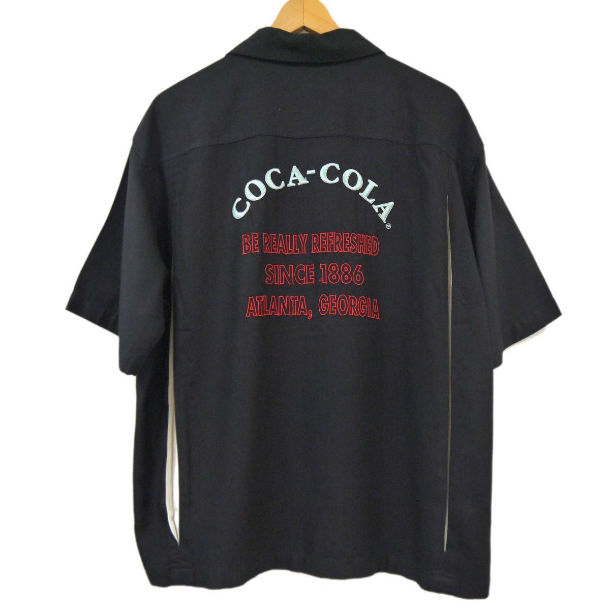 レア 90s ヴィンテージ◆CocaCola コカコーラ ボウリングシャツ 開襟シャツ 背面刺繍 ワークシャツ 半袖 古着 当時物 メンズ