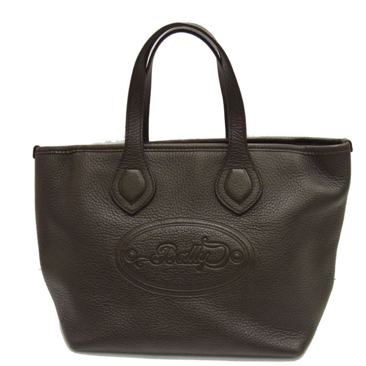 定価9万円☆BALLY バリー BARDEAU-L 本革 レザー ハンドバッグ トートバッグ ダークブラウン 茶 筆記体ロゴ