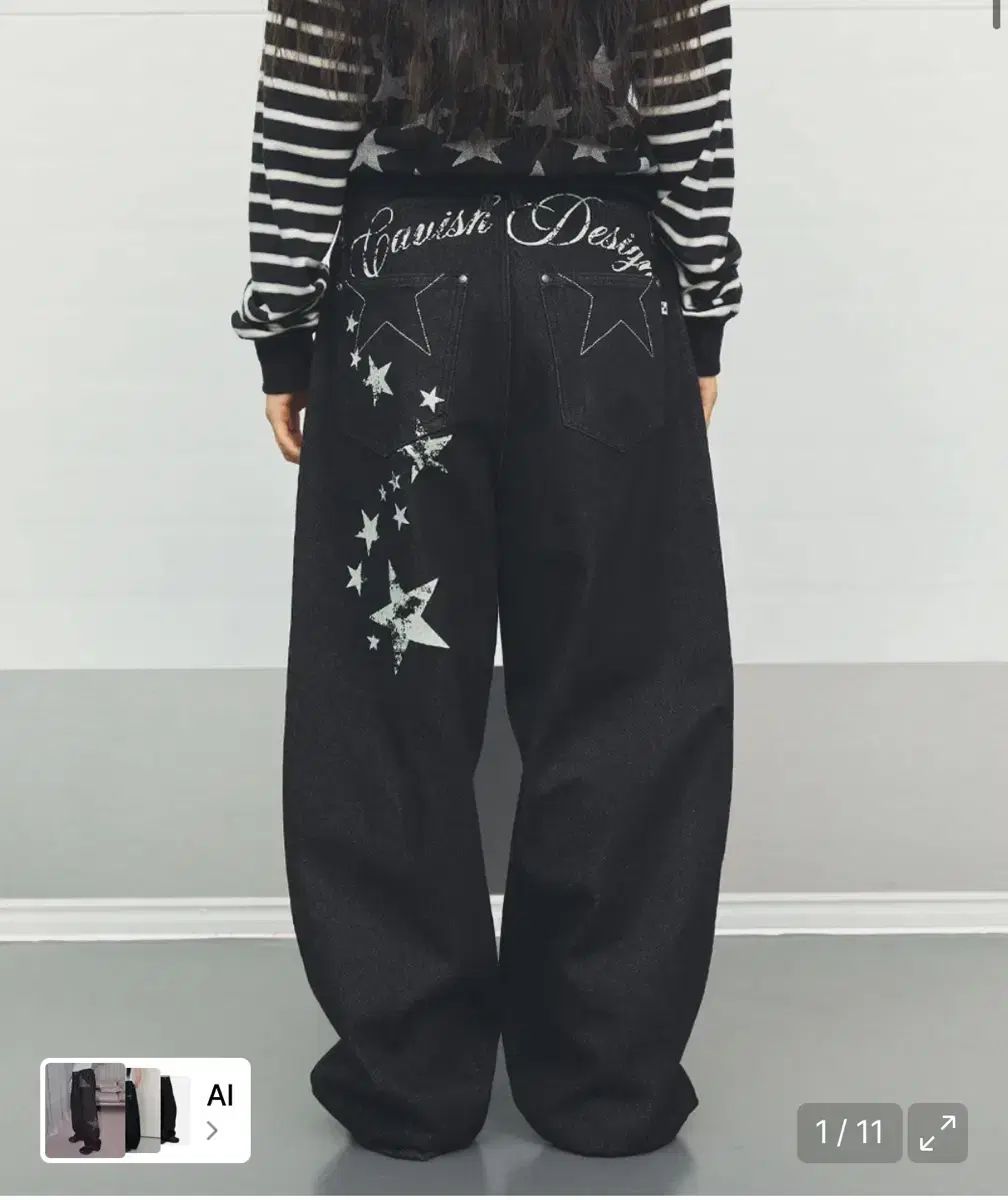 カビシ W MILKY WAY DENIM PANTS BLACK S