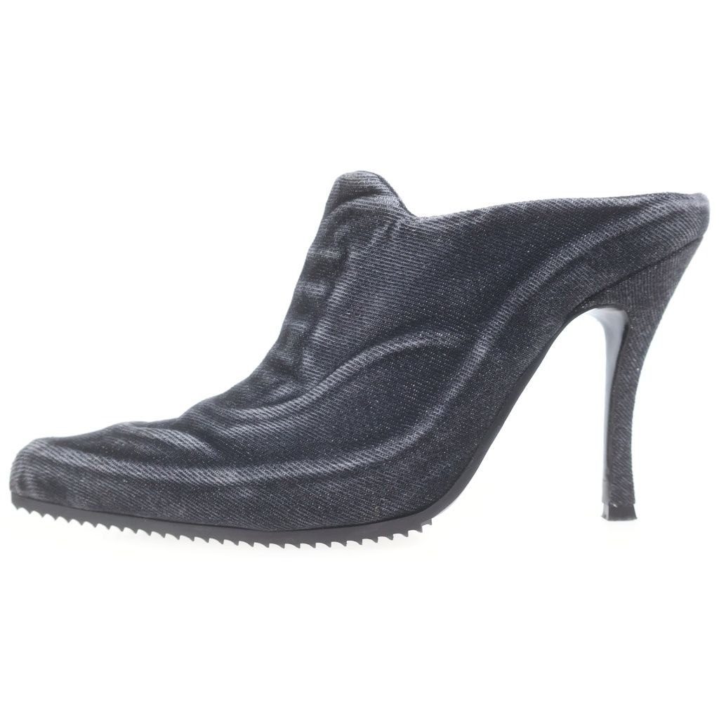 DIESEL (ディーゼル) ポインテッドトゥ ウォッシュデニム ピンヒール ブラック レディース