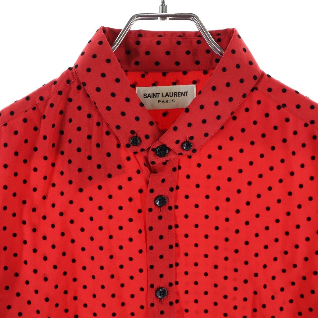 SAINT LAURENT PARIS (サンローランパリ) 22SS ドット柄 シルクボタン