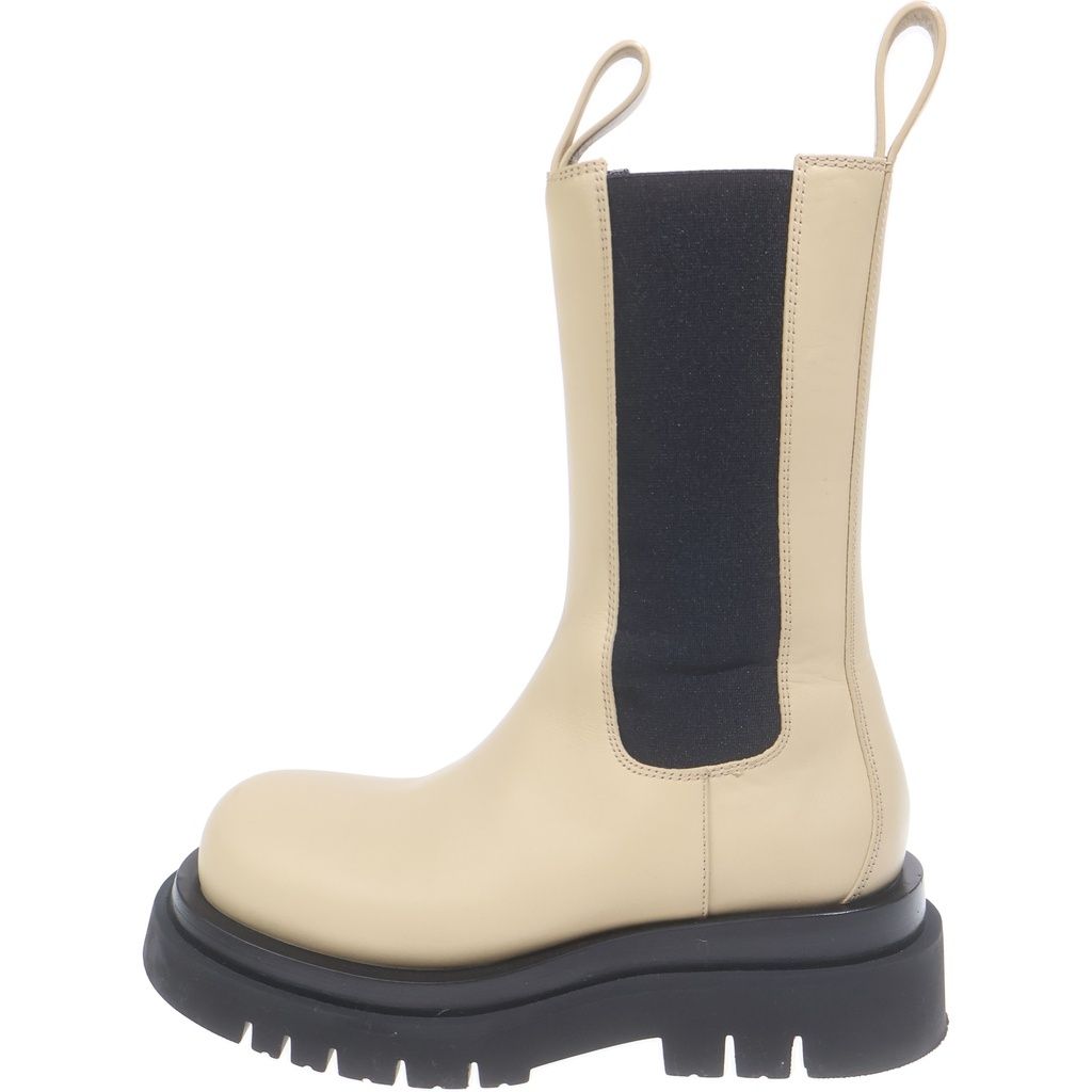 BOTTEGA VENETA (ボッテガヴェネタ) LUG BOOTS ラグ サイドゴア レザーロングブーツ レディース ベージュ
