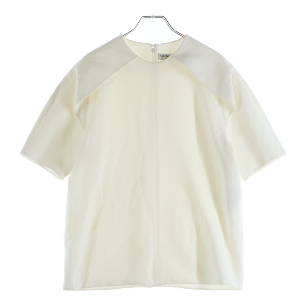 BALENCIAGA (バレンシアガ) Asymmetry Tops アシンメトリー トップス 半袖Tシャツ ホワイト レディース 365710 TBDI6