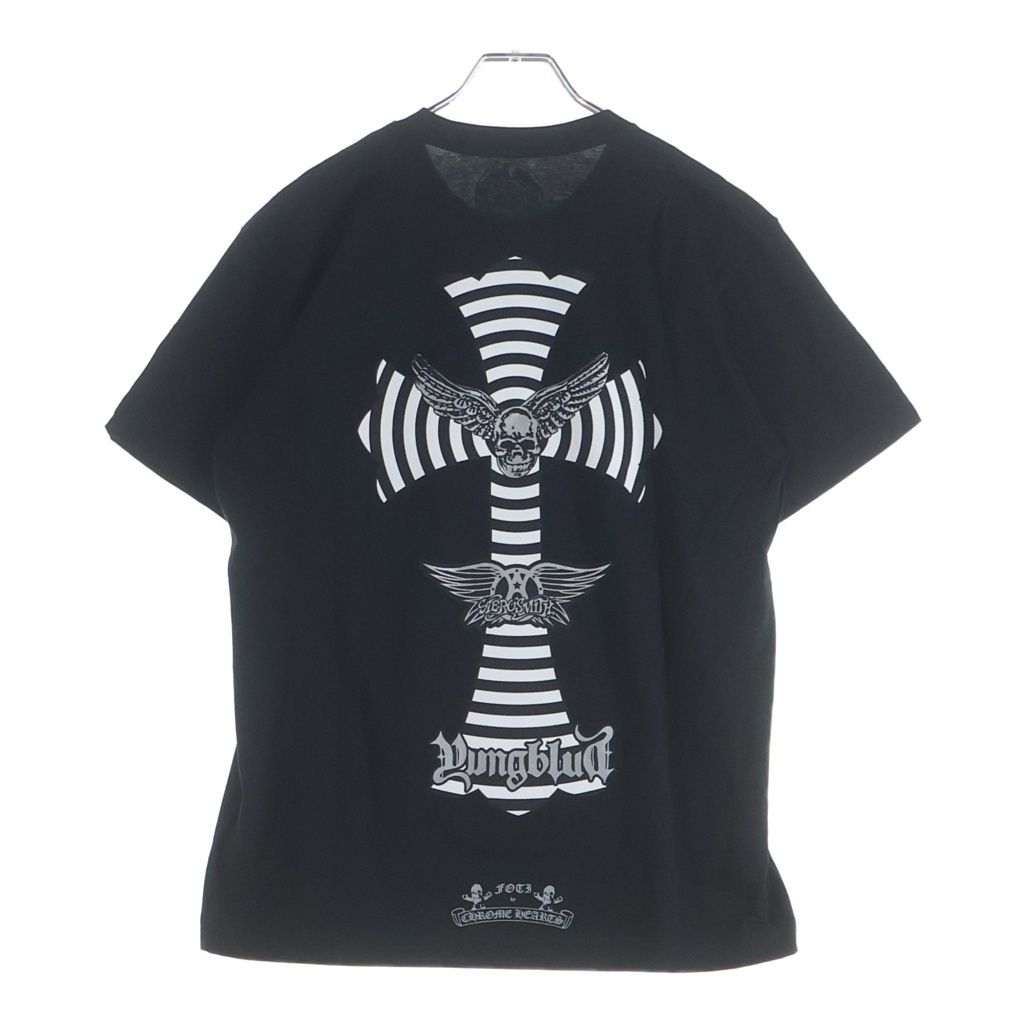 CHROME HEARTS (クロムハーツ) ×AEROSMITH エアロスミス 青山限定 FOTI プリント 半袖Tシャツ カットソー ブラック