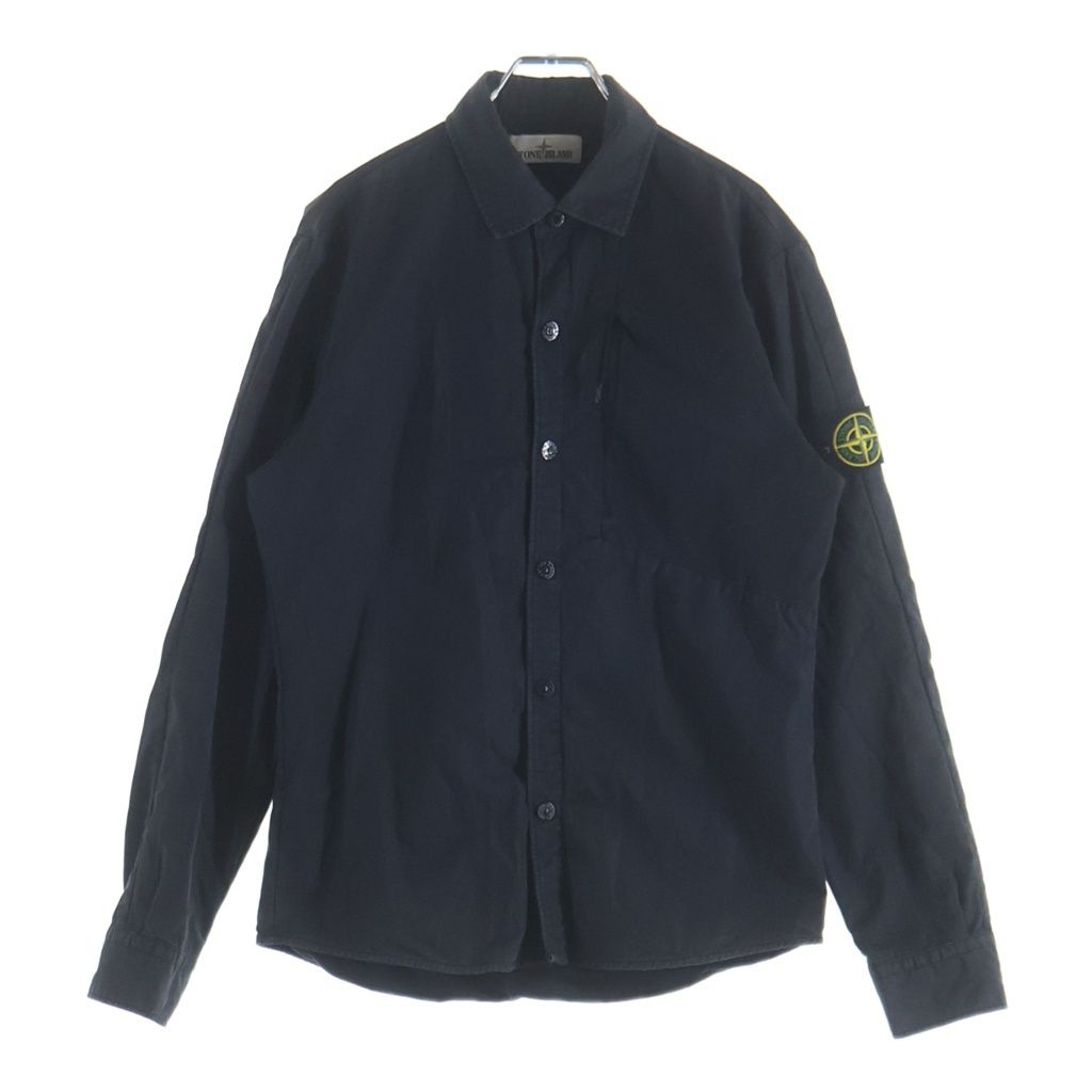 STONE ISLAND (ストーンアイランド) コットン ガーメントダイ ロゴワッペン 長袖シャツ ネイビー 651511209