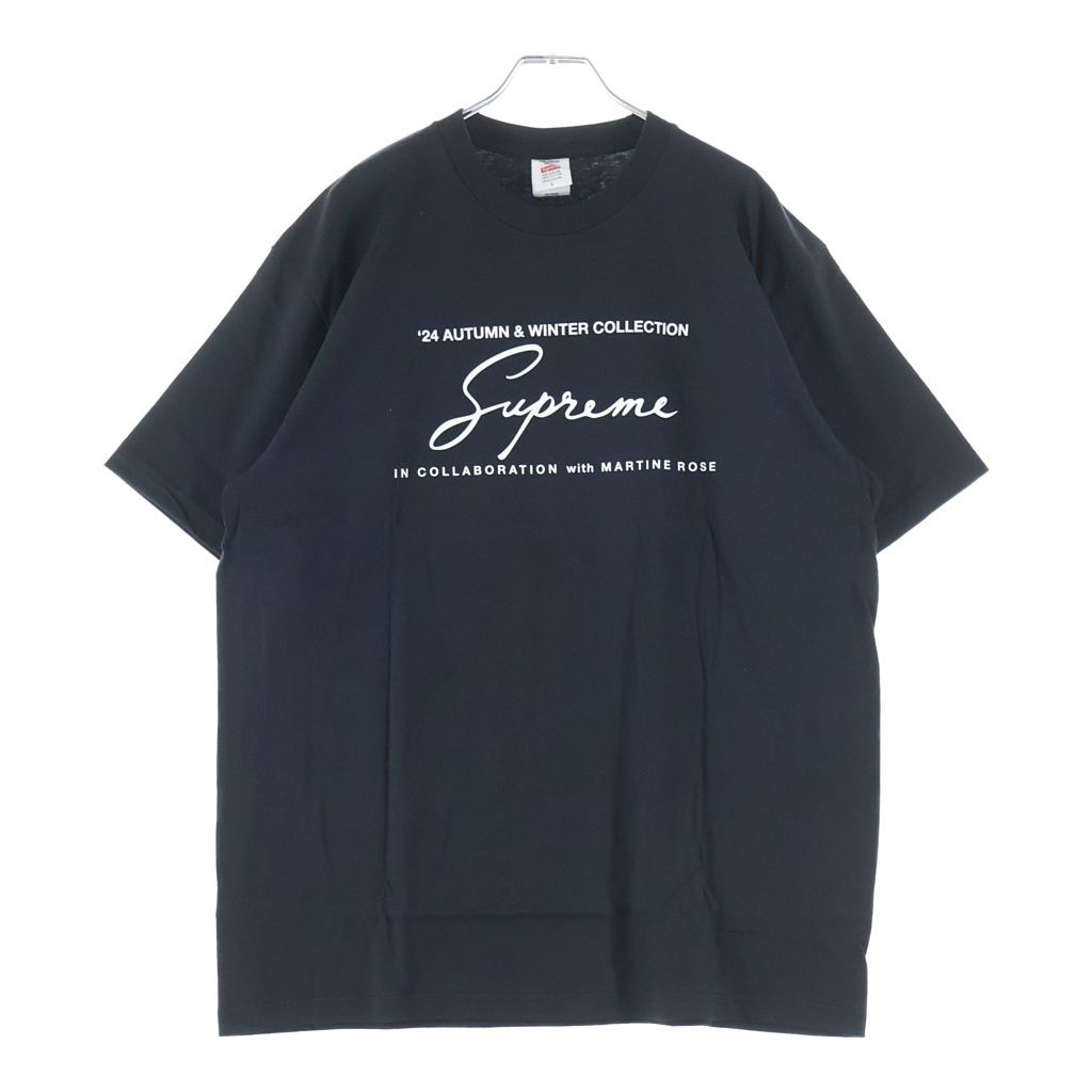 SUPREME (シュプリーム) 24AW ×Martine Rose Tee マーティンローズ プリントロゴ クルーネック 半袖Tシャツ カットソー ブラック