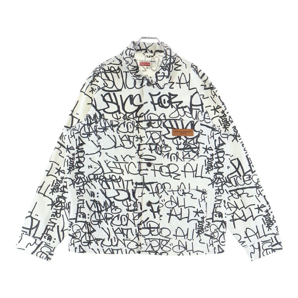 SUPREME (シュプリーム) 18AW ペイント加工 デニムジャケット ホワイト #M