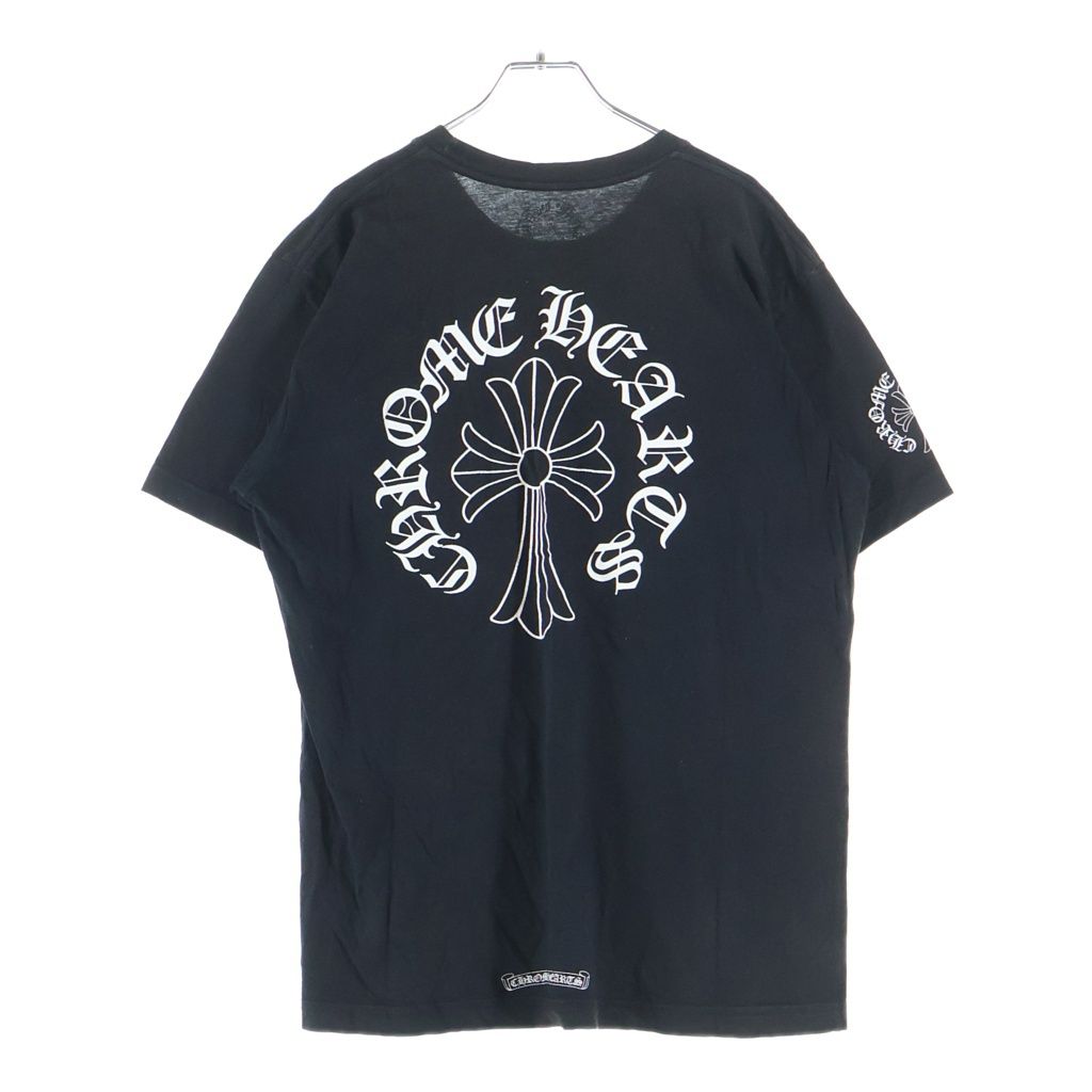 CHROME HEARTS (クロムハーツ) Back Cross Neck Logo Tee バッククロスネックロゴ半袖Tシャツ ポケット付き ブラック