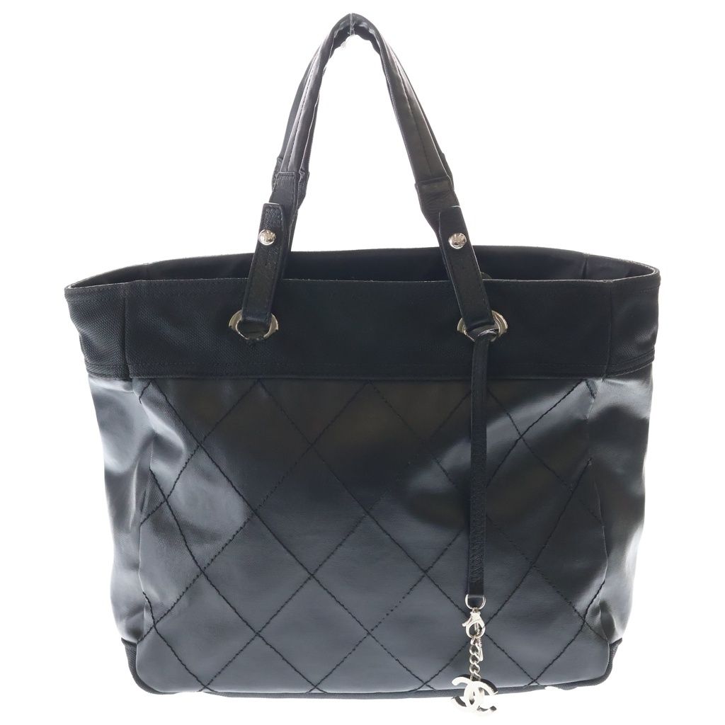 CHANEL (シャネル) パリビアリッツ MM ココマーク キルティング レザー トートバッグ ブラック 76,230円