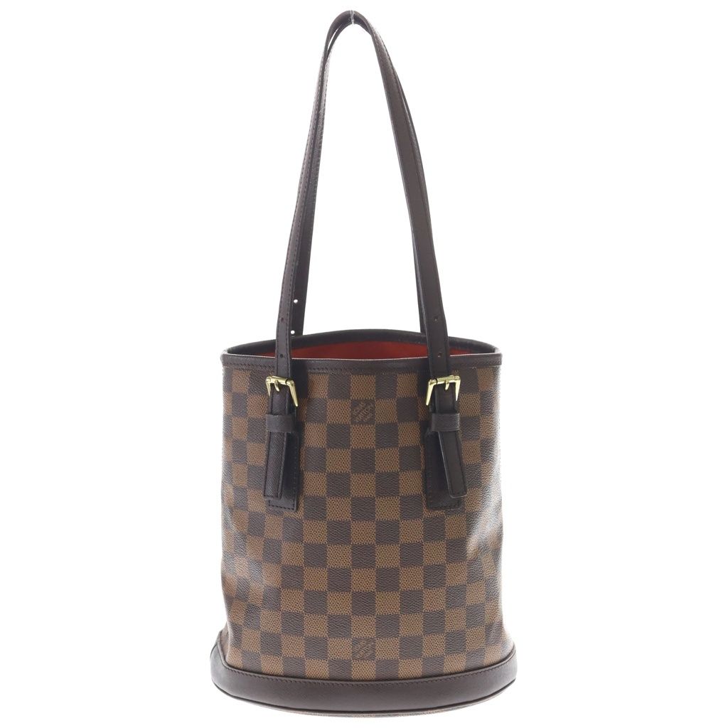 LOUIS VUITTON (ルイヴィトン) ダミエ マレ ハンドバッグ ミニトートバッグ ブラウン レザー×PVC N42240 ゴールド金具