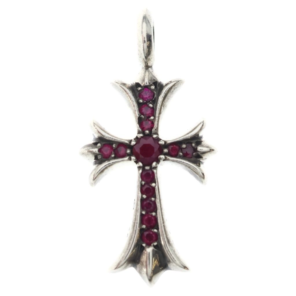 CHROME HEARTS (クロムハーツ) TNY CRSF P RUBY タイニーファットクロス PAVEルビー ペンダント ネックレストップ シルバー