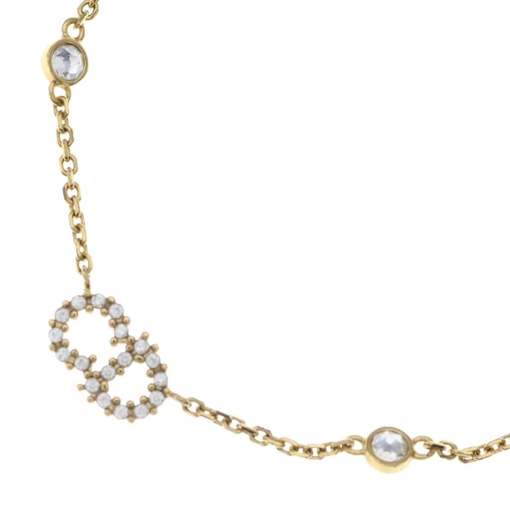 Christian Dior (クリスチャンディオール) Clair D Lune クレール ディー リュヌ CDロゴ ラインストーン チェーン ネックレス ゴールド