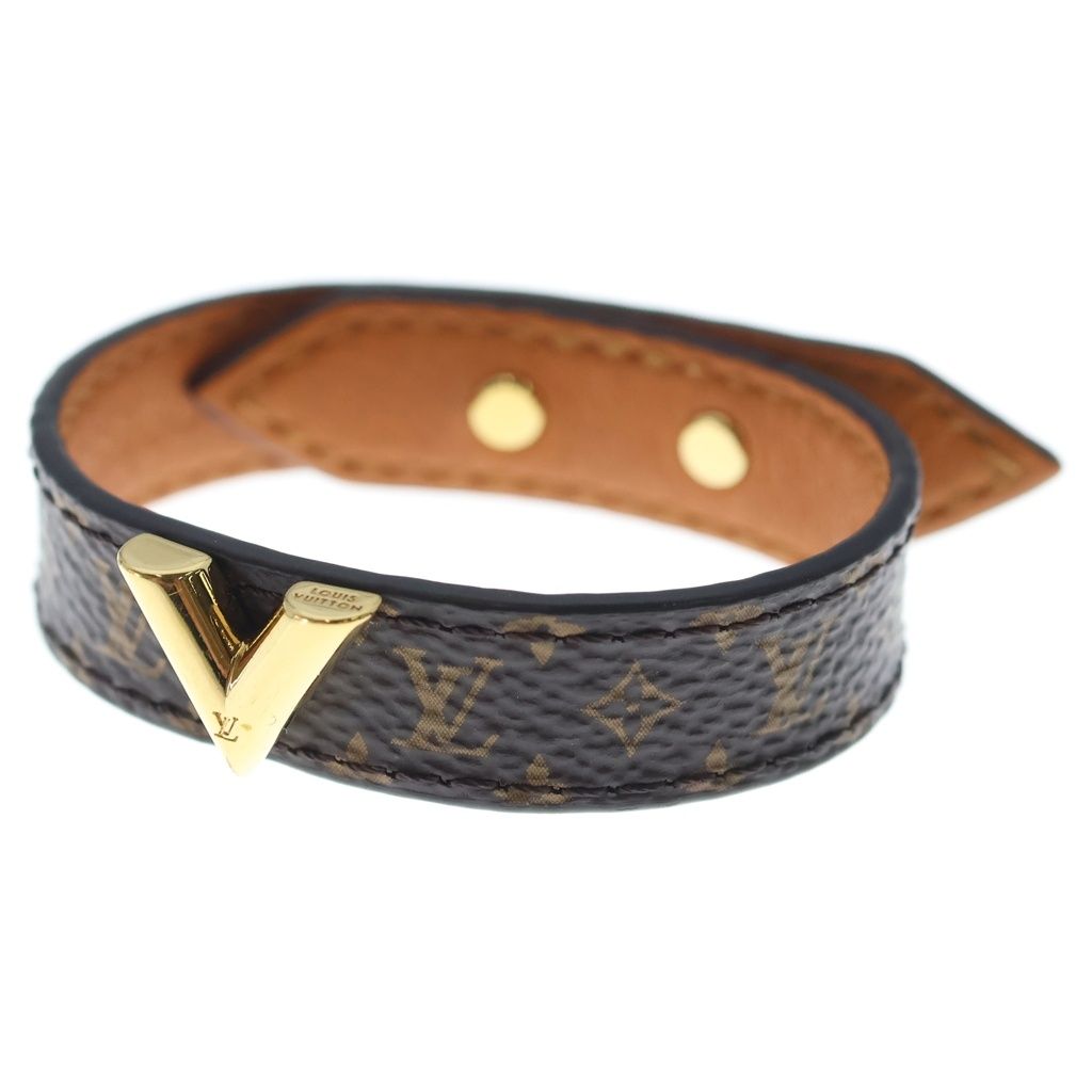 LOUIS VUITTON (ルイヴィトン) ブレスレット エセンシャル V モノグラム レザーブレスレット ブラウン M6042