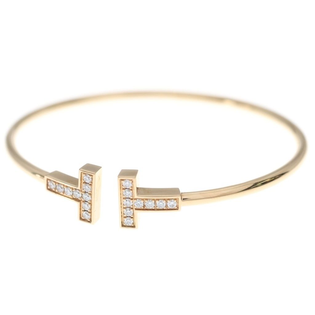TIFFANY & Co. (ティファニー) Tワイヤー ダイヤ バングル ブレスレット ピンクゴールド K18PG