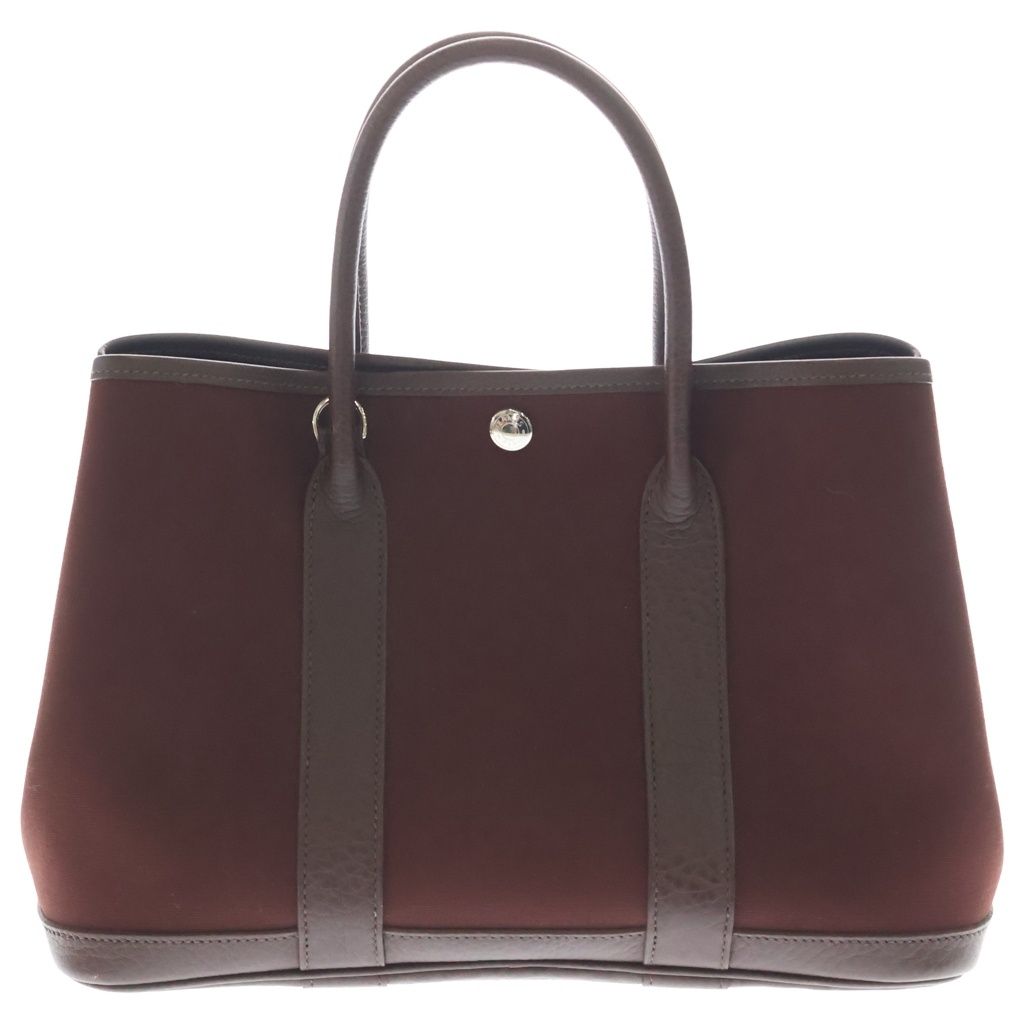 HERMES (エルメス) ガーデンパーティTPM30 キャンバス×レザー 2WAY ショルダーバッグ ハンドバッグ ワインレッド
