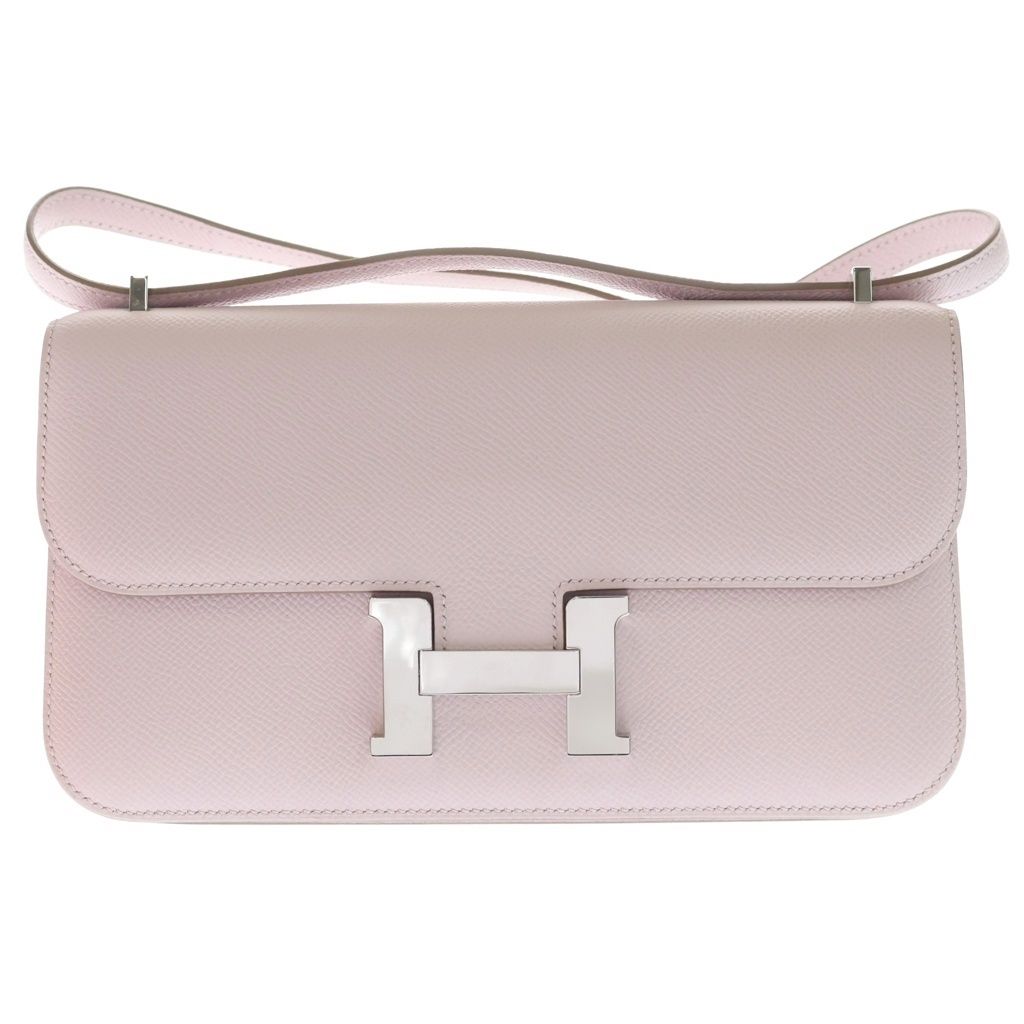 HERMES (エルメス) コンスタンス エラン エプソン ショルダーバッグ W刻印 シルバー金具 モーヴシルベストル ピンク