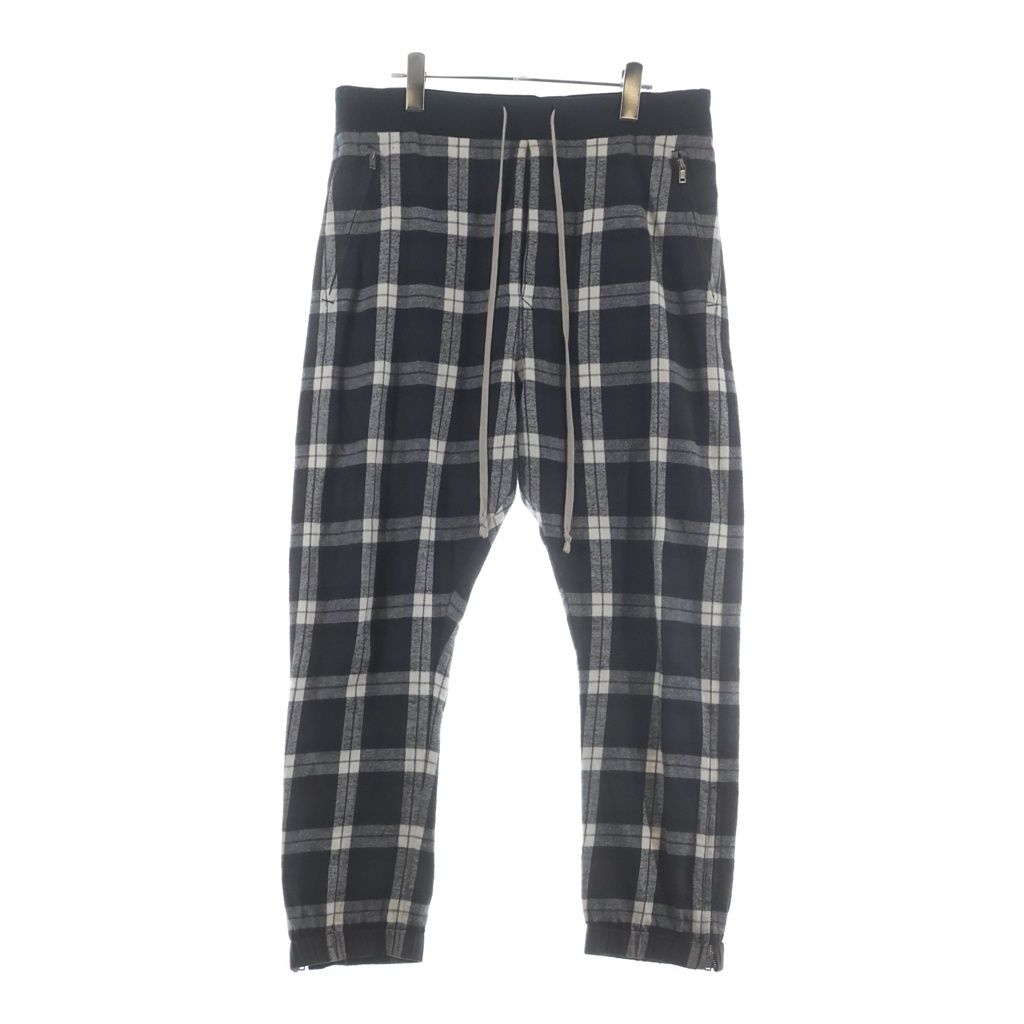 Rick Owens (リックオウエンス) 19SS DRAWSTRING TRACK PANTS ドローストリングサルエルパンツ チェックトラックパンツ ブラック RU19S2388-CP