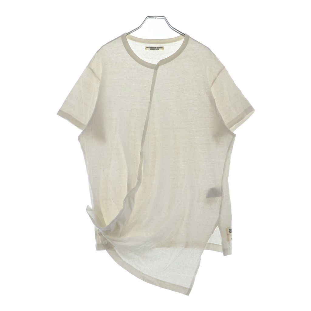 REGULATION Yohji Yamamoto MEN (レギュレーションヨウジヤマモトメン) 19SS アシンメトリー コットンリネン HH-T56-0-070 クルーネックTシャツ ホワイト