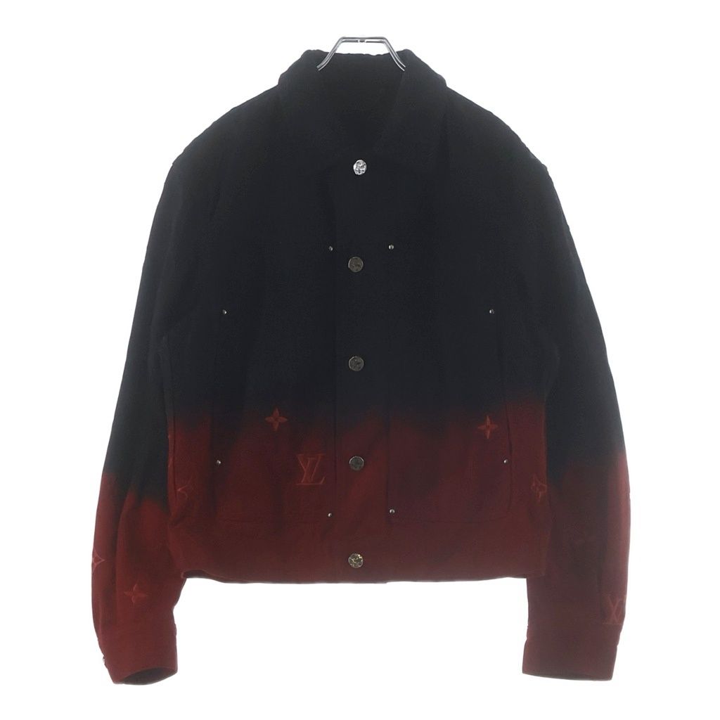 LOUIS VUITTON (ルイヴィトン) 24AW Embroidered Denim Blouson モノグラムグラデーションデニムジャケット ブラック/レッド RM241M TZ0 HQA15W