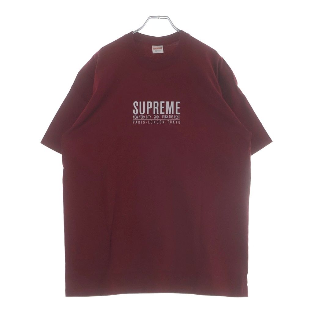 SUPREME (シュプリーム) 24SS Paris Tee パリス ロゴデザイン クルーネック カットソー 半袖Tシャツ レッド