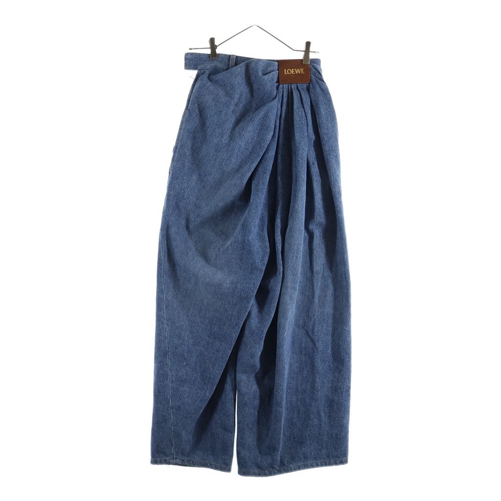 LOEWE (ロエベ) DRAPED JEANS ドレープ ギャザーデザイン デニム パンツ ジーンズ インディゴ レディース S540Y11X99