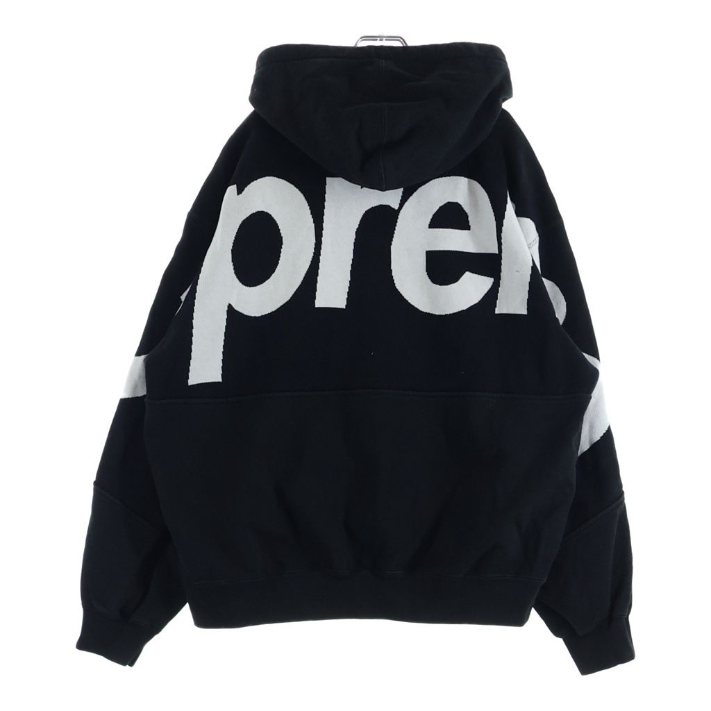 SUPREME (シュプリーム) 23AW Big Logo Jacquard Hooded Sweatshirt ビッグロゴ ジャガードフーディー スウェットプルオーバーパーカー ブラック