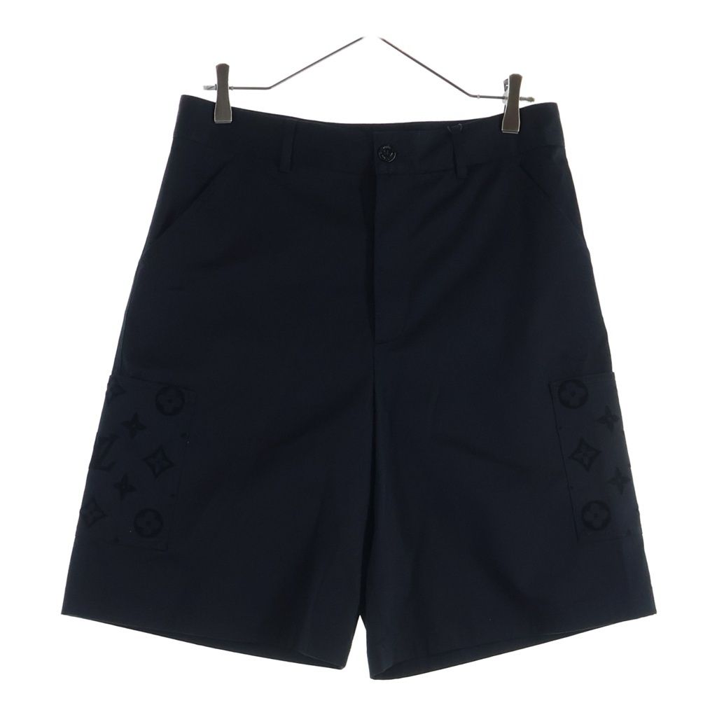 LOUIS VUITTON (ルイヴィトン) 24AW モノグラム フロック フロッキープリント カーゴ ハーフ ショートパンツ ショーツ ブラック RM242MQ FUG HRP43W