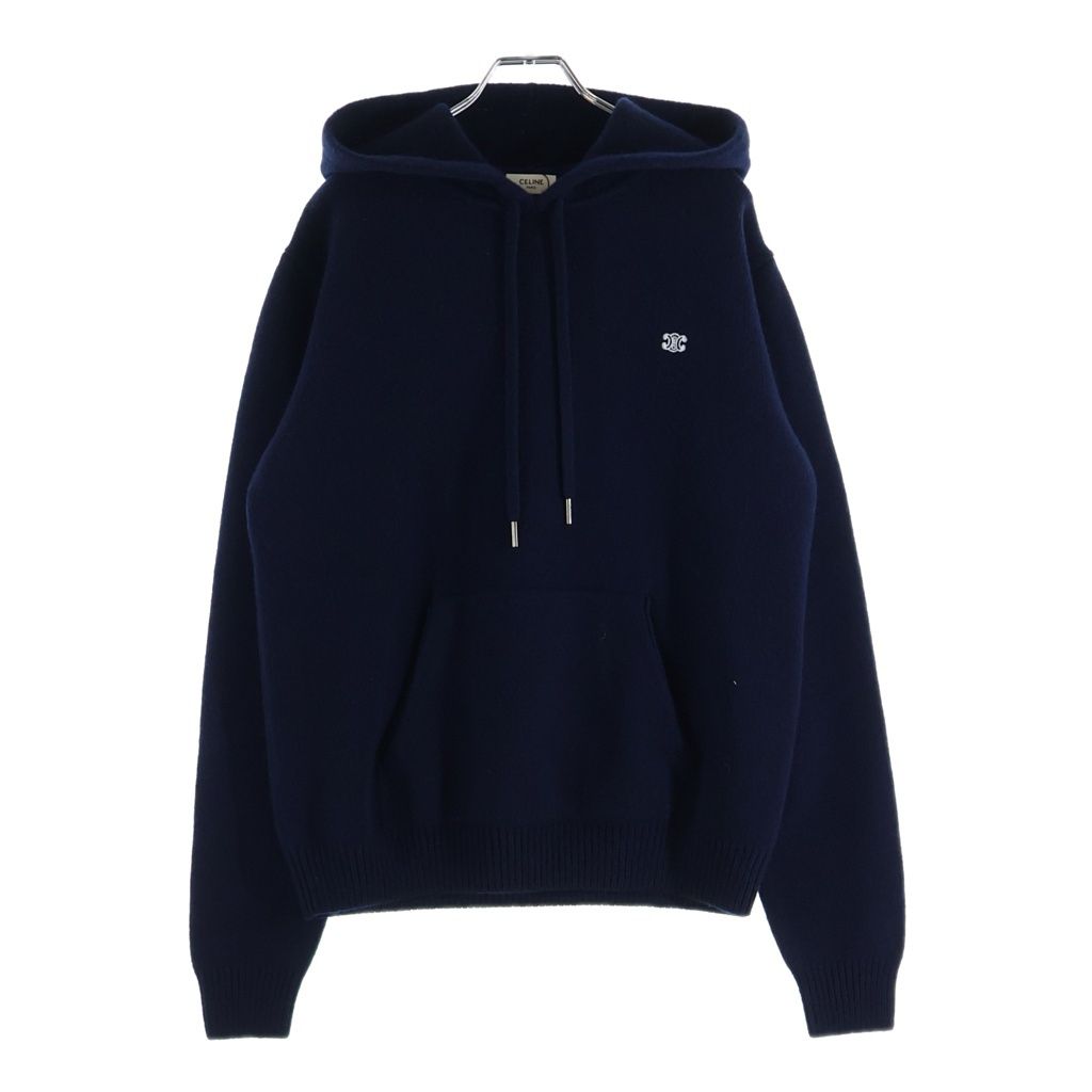 CELINE (セリーヌ) トリンオフロゴ カシミヤ フーデッド スウェット パーカー ネイビー 2AC87048T