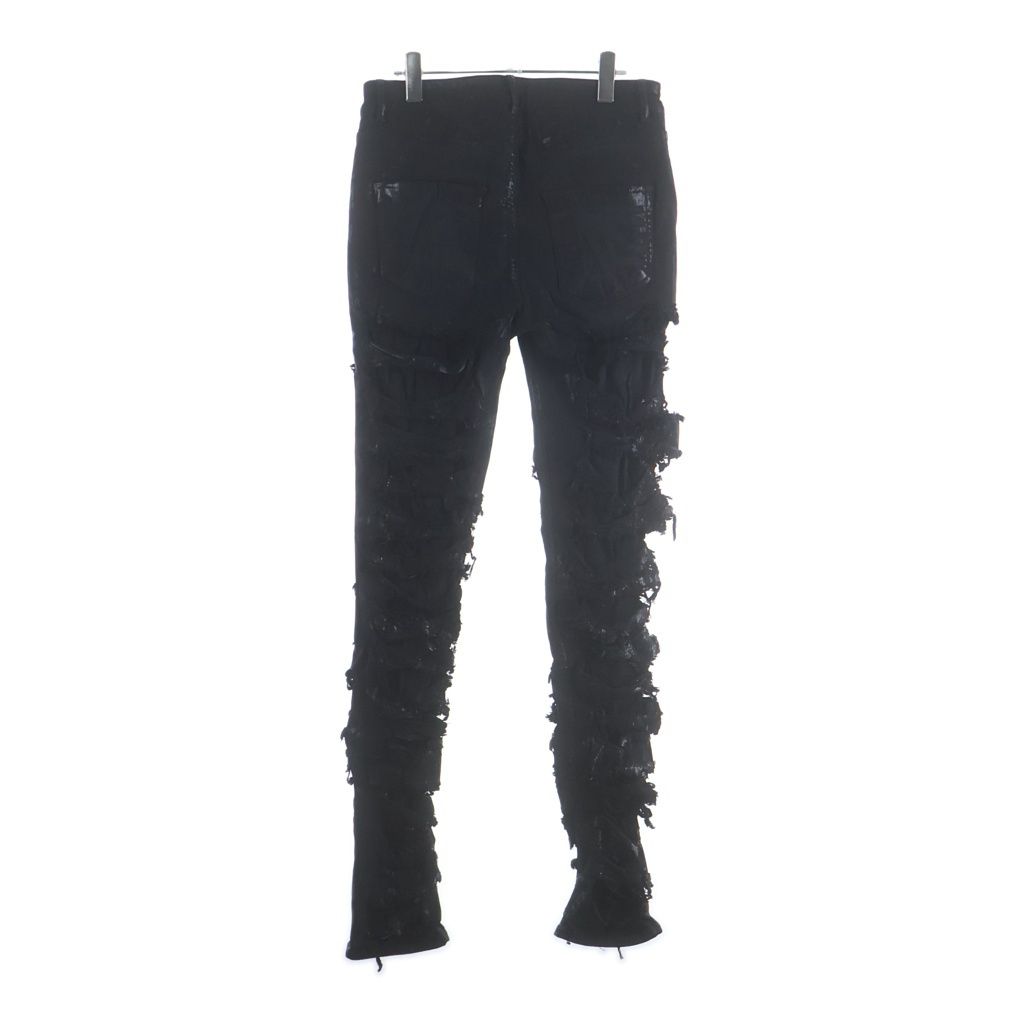 Rick owens drkshdw tyrone コーティングスキニー Rick Owens (リックオウエンス) SLASHED TYRONE CUT BLACK FOIL COATED