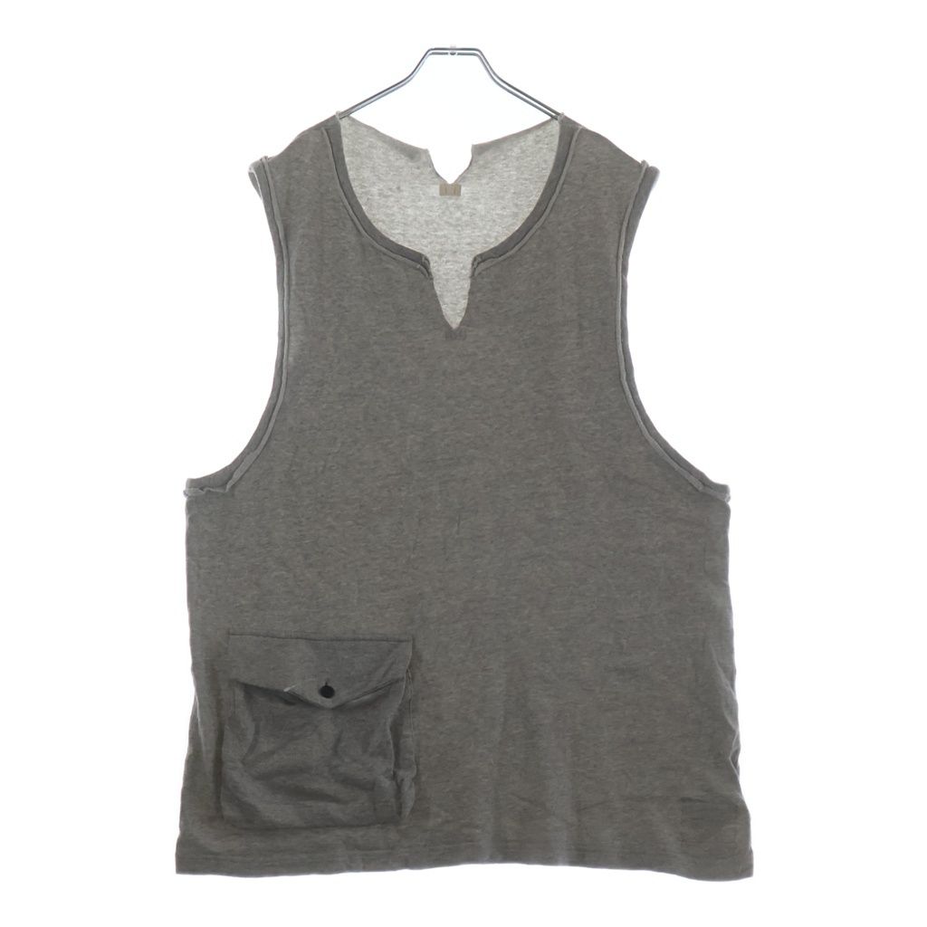 Yohji Yamamoto ヨウジヤマモト 19SS SLEEVELESS SWEATER WITH FLAP POCKET AND SLITS IN NECKLINE スウェット HZ-T56-087 タンクトップ グレー メンズ Yohji Yamamoto (ヨウジヤマモト) 19SS SLEEVELESS SWEATER