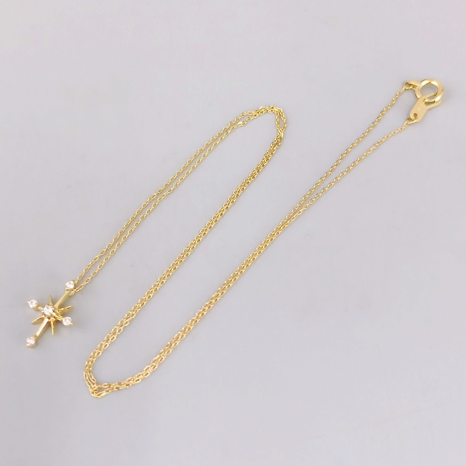 18金 K18 男女兼用 スタージュエリー クロッシングスターネックレス 1.13ｇ 40㎝ Z1387