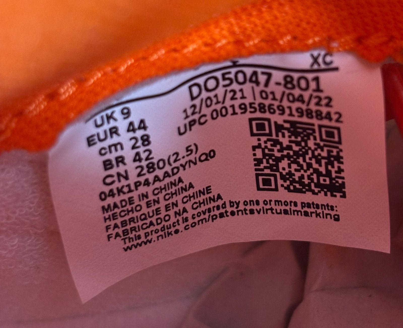 ナイキ エアジョーダン1 KO ラッシュ オレンジ　ほぼ未使用　size28.0㎝