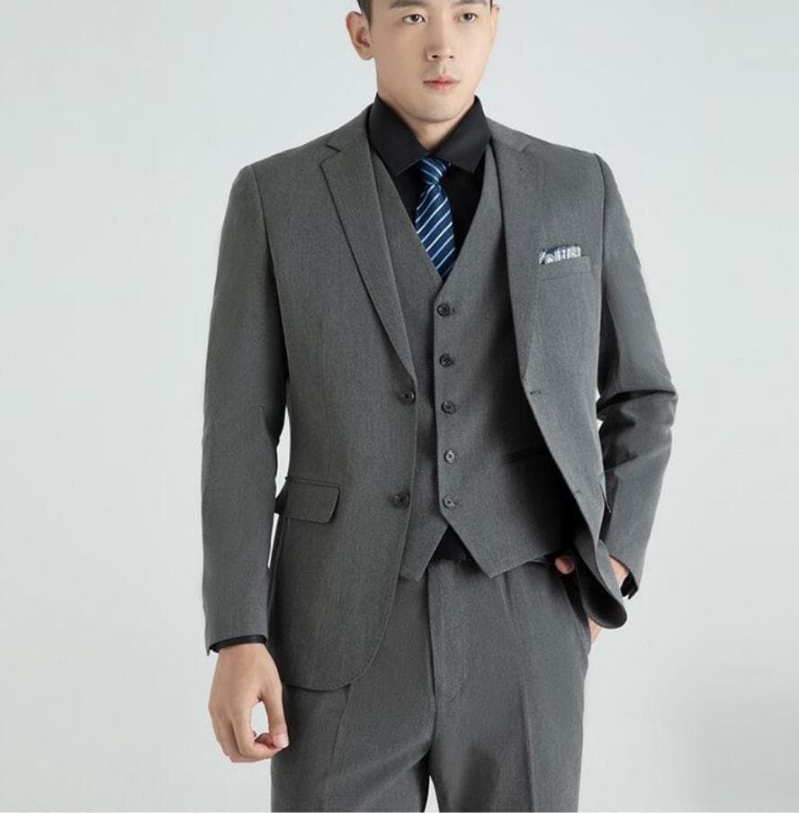 人気商品 スリーピーススーツ メンズ 結婚式スーツ 即購入OK フォーマル ネクタイ付き 洗える スリム ウォッシャブル オールシーズン 標準体 2つボタン ベストスタイル ジレ付き ベスト付きスーツ 3ピーススーツ シン