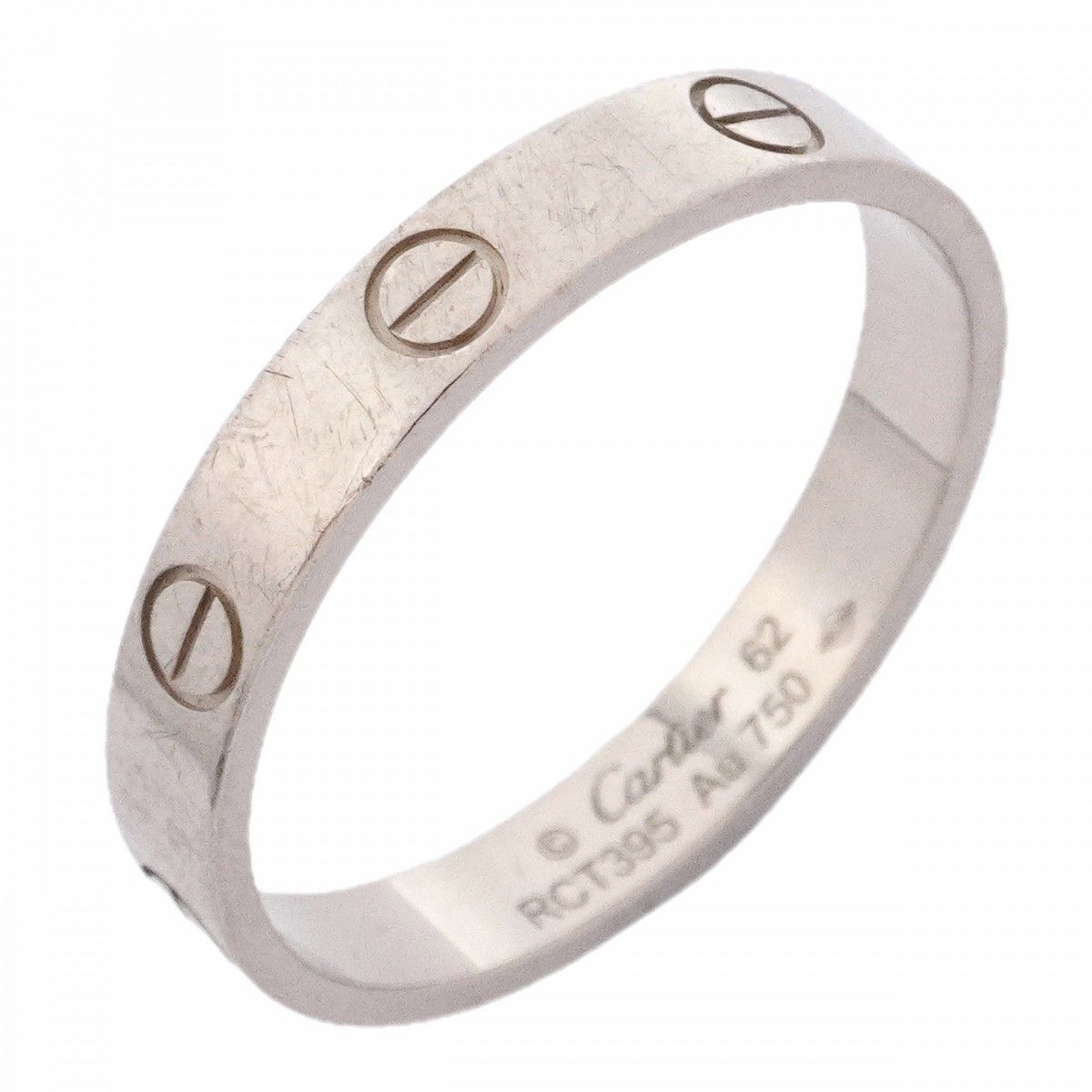 【6jeb0831】カルティエ リング ミニラブ K18WG ホワイトゴールド ＃62【中古】メンズ