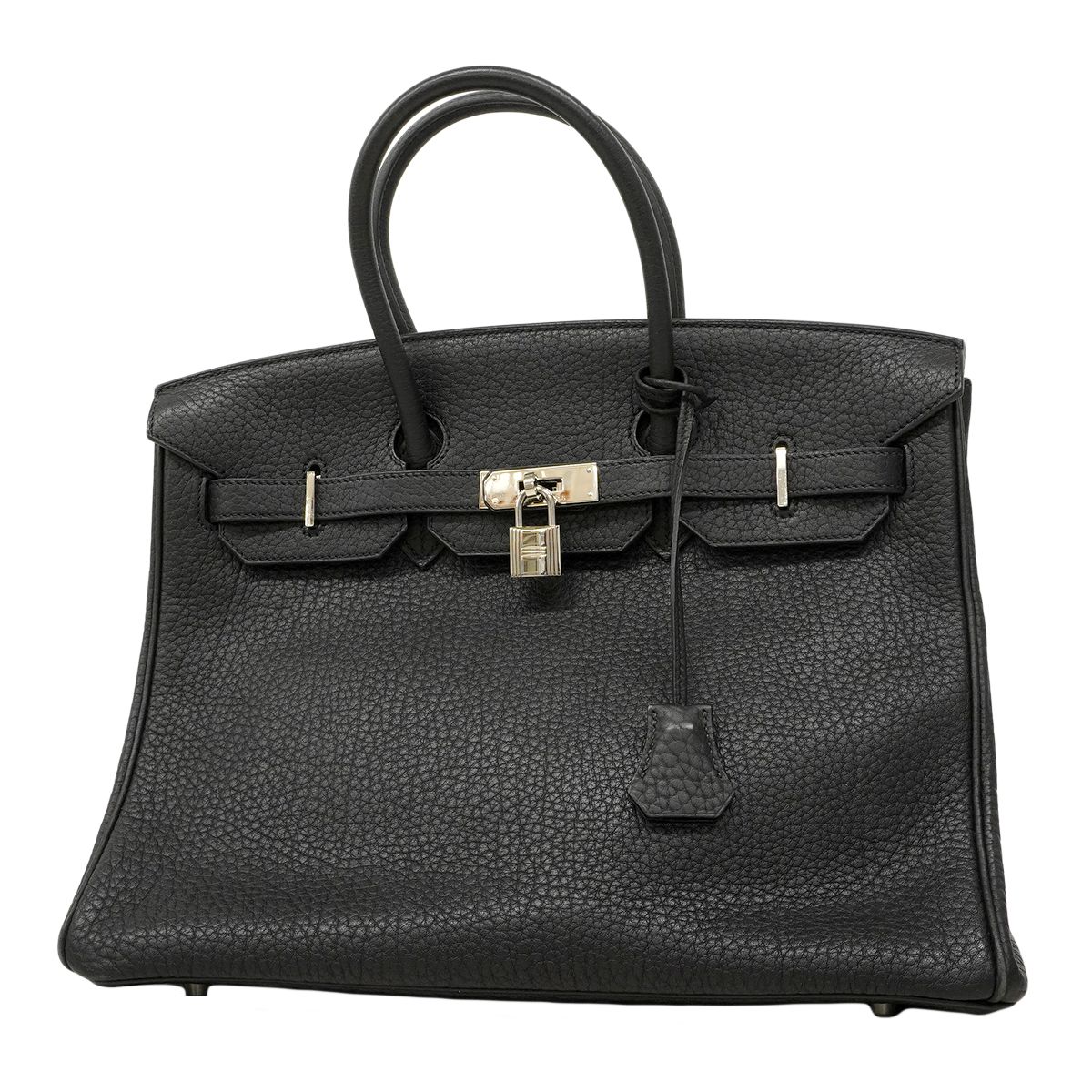 【6fa0729】エルメス ハンドバッグ バーキン35 フィヨルド ブラック シルバー金具 □M刻印【中古】レディース