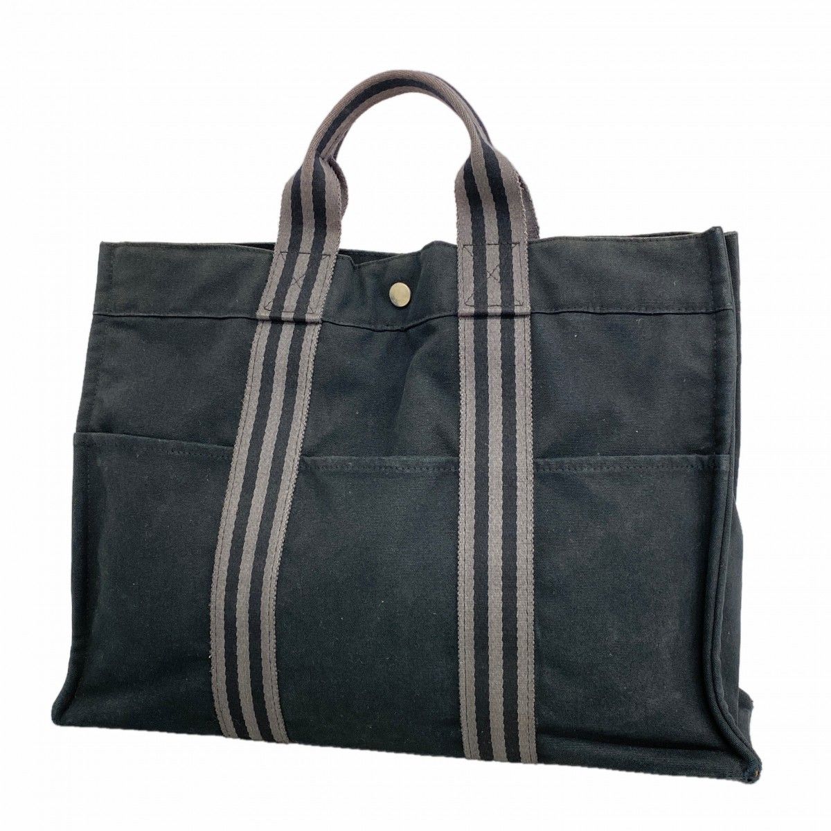 【6fa0945】エルメス トートバッグ フールトゥMM キャンバス ブラック シルバー金具【中古】メンズ レディース ユニセックス 10,462円