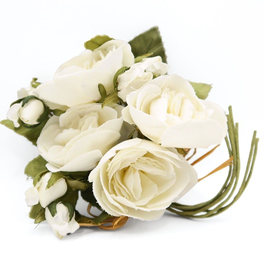【美品】ピンクハウス★豪華！白薔薇のブーケコサージュ オフ白系 ローズ 花束＊ko069