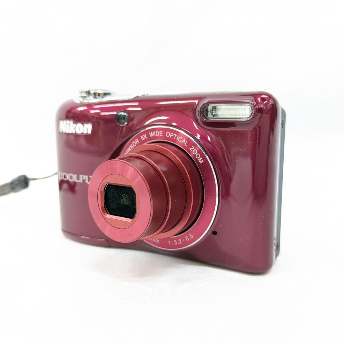 外観美品 動作OK! Nikon COOLPIX L32 デジタルカメラ レッド SDカードおまけ 単3電池駆動 コンデジ