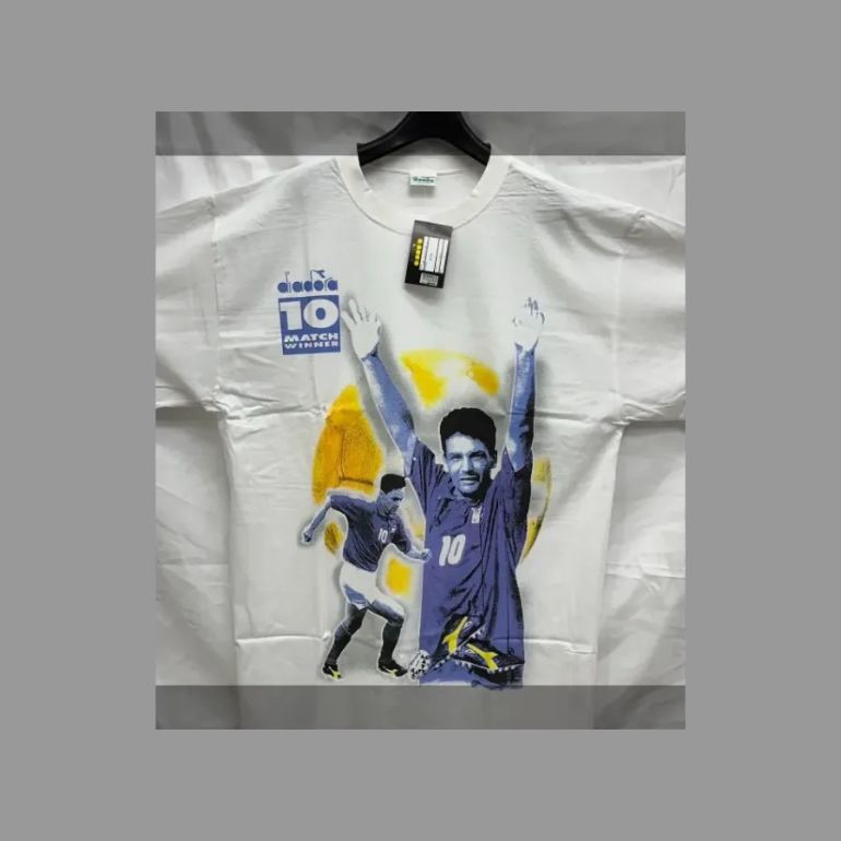 90s Diadora バッジョ Tシャツ L デッドストック 激レア ディアドラ 1994年 ワールドカップ 【残り2着！】Diadora ロベルト