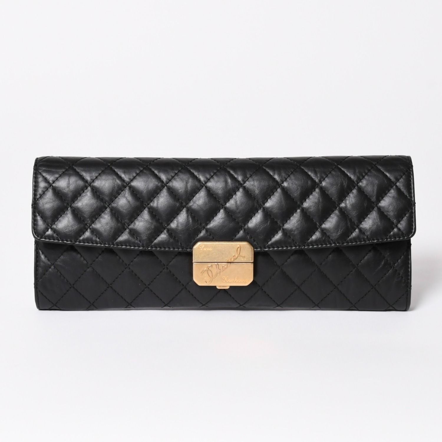 極美品 CHANEL シャネル メティエダールコレクション クラッチバッグ A57669 26番台 ココマーク エイジドカーフスキン ブラック 中古 4a003496