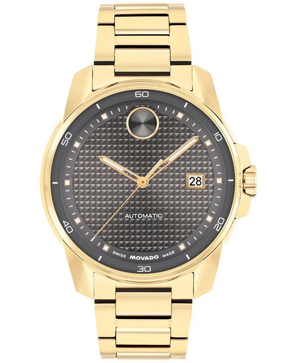 モバド メンズ アクセサリー 腕時計 Tシャツ Movado Mens Bold Verso Swiss Automatic Ionic Plated Light Gold Steel Watch 41mm GoldTone ゴールド