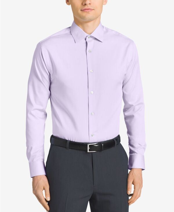 カルバンクライン メンズ トップス シャツ スリムフィット Calvin Klein Mens NonIron Performance Herringbone Dress Shirt Classic Slim Fit Lilac ライラック